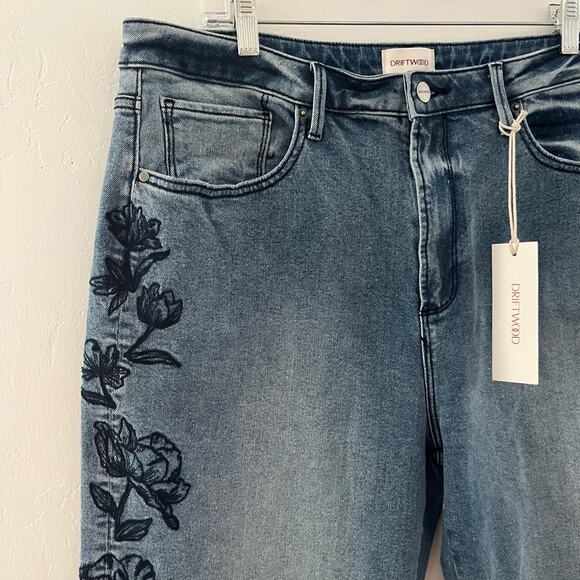 Free People x Driftwood Floral Embroidered Royce Jeans Relaxed Size 34x27 NWT - Picture 4 of 13